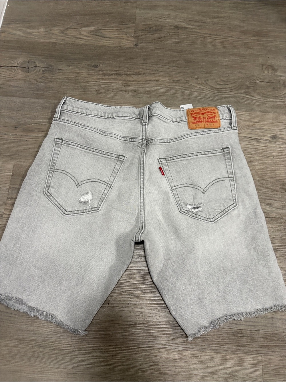 Levi's 412 Light Grey Distressed Denim Cutoff Shorts size 34